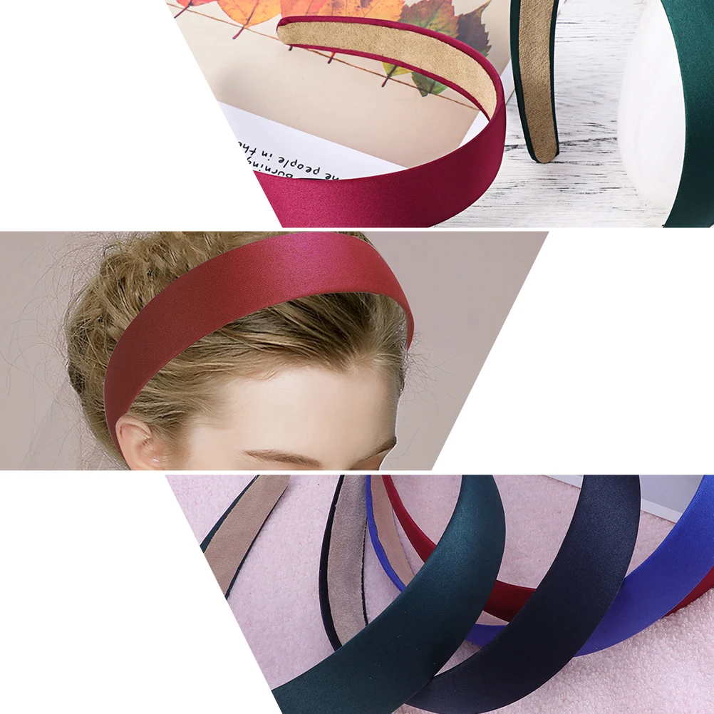 

5 Pcs Pure Color Fabric Hair Clips Women Brown Wide Brimmed Headb s Vintage Fashion Accessories Non Fading Lightweight