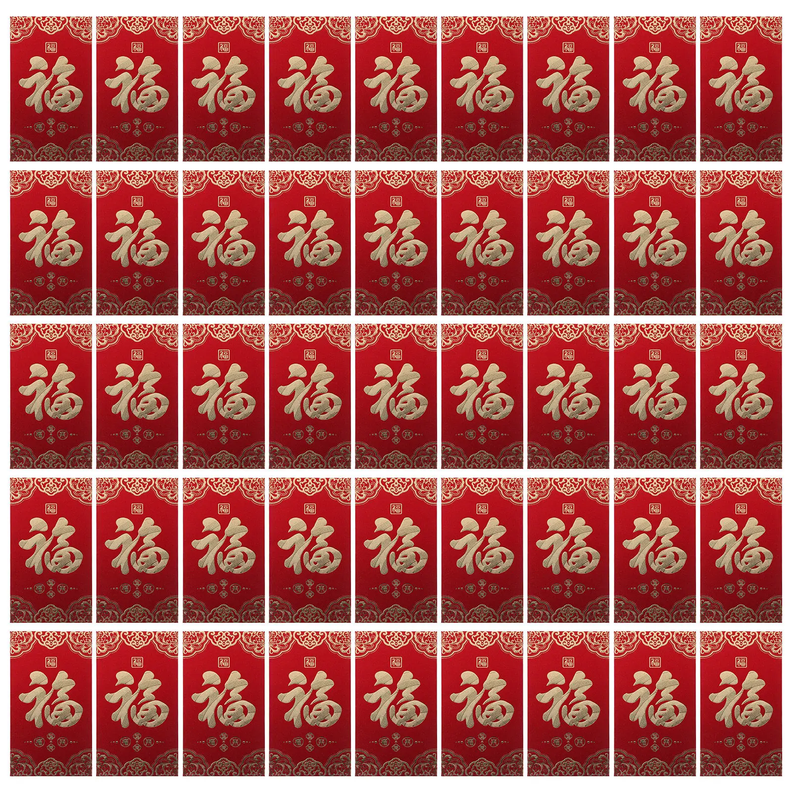 60Pcs Red Envelopes For Lunar New Year Decoration Year Of The Horse Fu Character Design Sturdy Printing Individual
