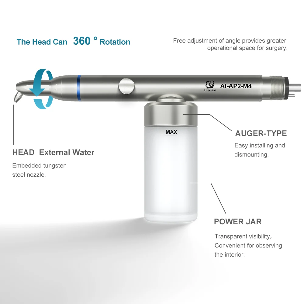

AI-AP2 Dental Air Polishing System Aluminum Oxide Micro Sandblasting with Internal Water Spray for Oral Cleaning and Stain Remo