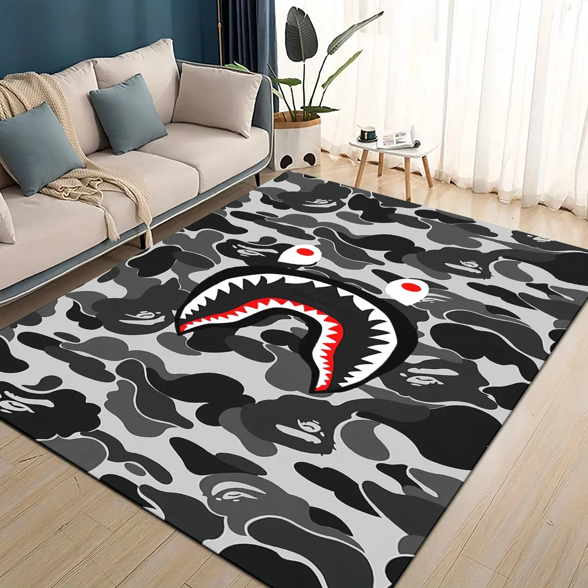Tapete de Desenho Animado B-BAPE Estilo 27 Novo para Sala de Estar, Quarto, Decoração de Casa, Tapete Antiderrapante para Crianças, Tapete para Sofá