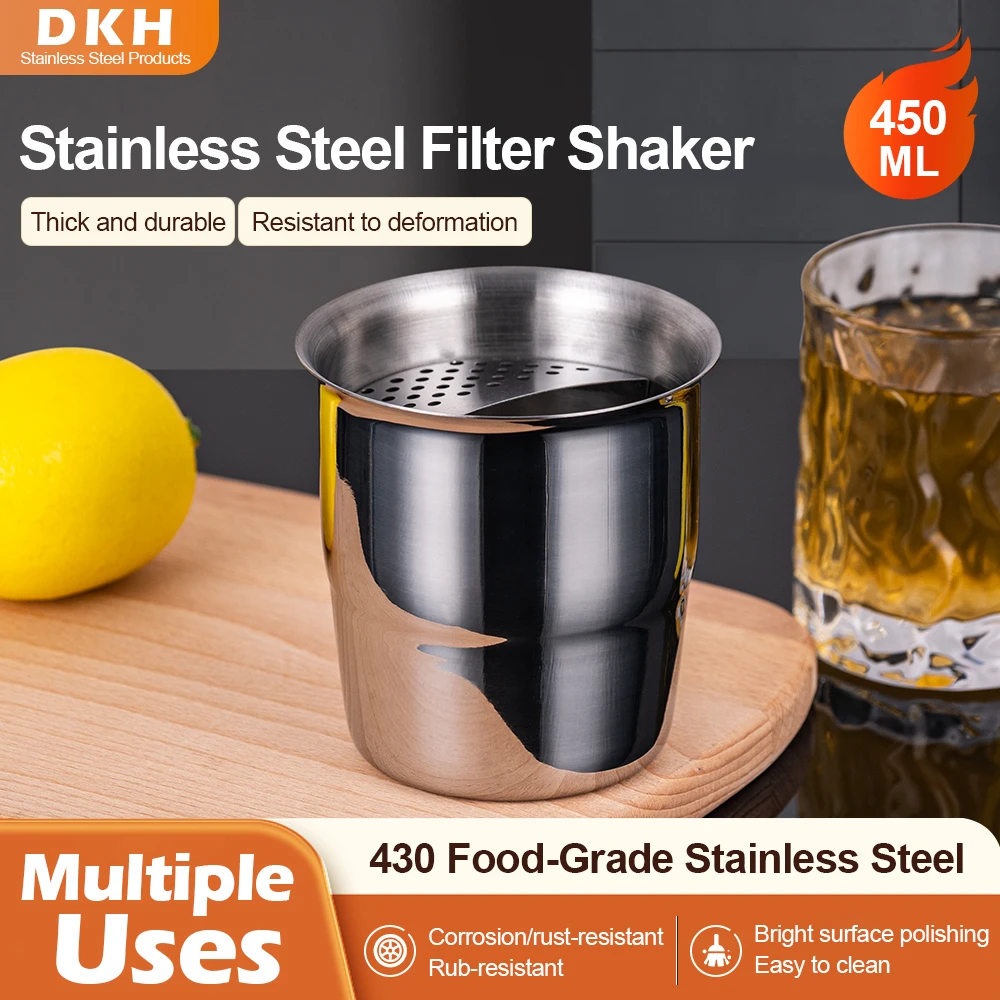 MTM 450ml Professional Stainless Steel Filter Shaker Pour Over Strainer Cup Multifunctional Bar Tools Cocktail Accessories