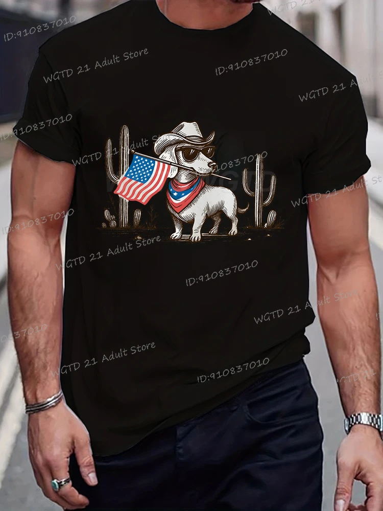 

Fashion Dachshund Classic July 4th T-shirts Unisex Independence Day American Flag Tops Summer Men Women 2025 New Tshirt