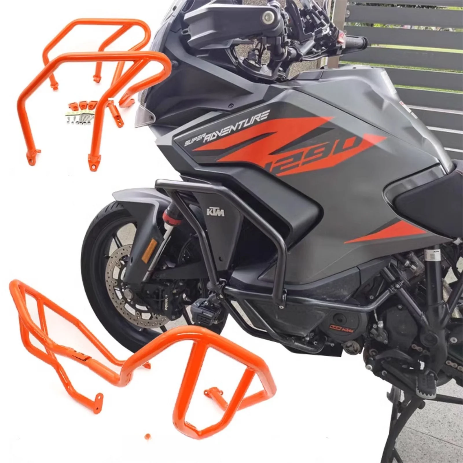 

Верхний нижний оранжевый аварийный стержень для KTM 1290 Super Adventure S / R 21-23 черная защита двигателя