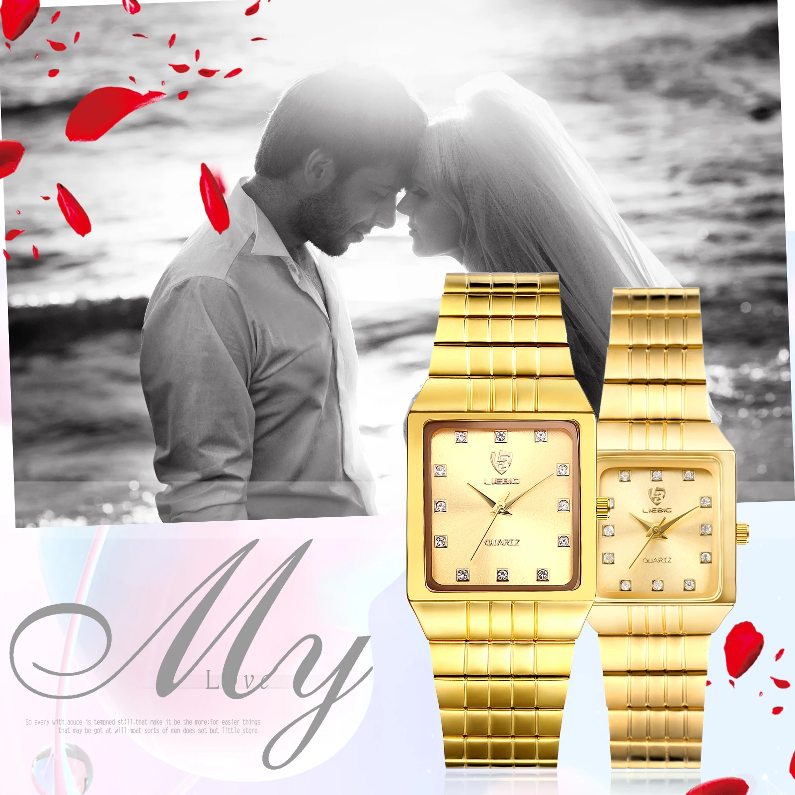 Lancardo นาฬิกาข้อมือคู่รักสแตนเลสบางกันน้ำได้, 2024สายควอตซ์เพชรจบการศึกษาขนาดปรับได้ลำลองเหมาะกับธุรกิจ