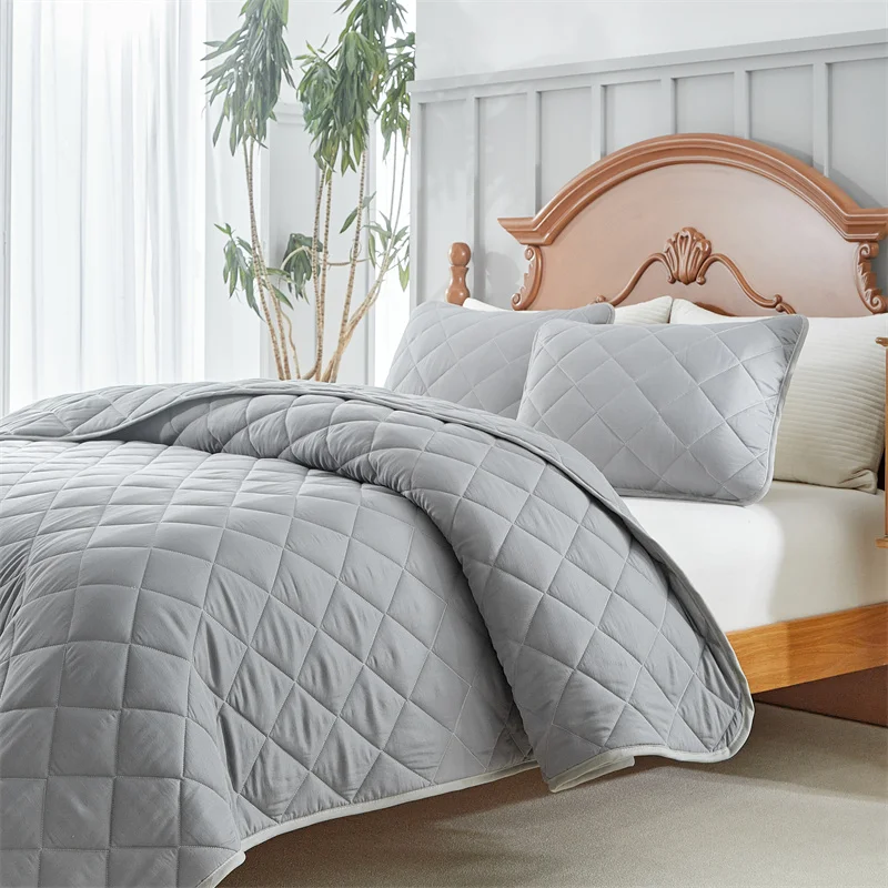 

Grid Bedspreads Bed Coverlets for All Seasons Queen Quilt Bedding Set with Pillow Cases, Lightweight Quilts Queen Size Coverlet