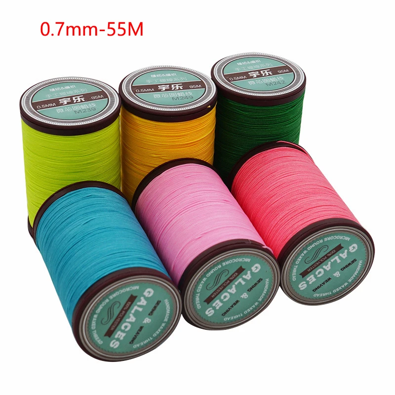 0.7mm 55M Leather Round Waxed Thread Polyester DIY Leather Craft Sewing Line Wax Thread