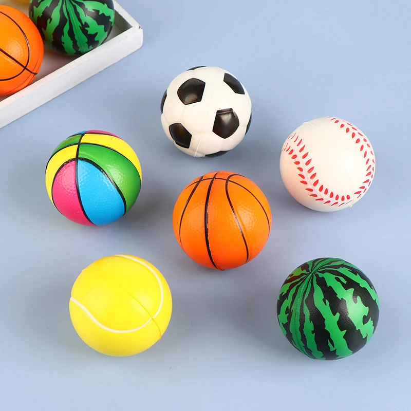 2Pcs Squeeze Toy Ball PU Solid Soft Foam Sponge Ball For Kids Children Wrist Training Ball Safe Bouncing Ball Football/Baseball