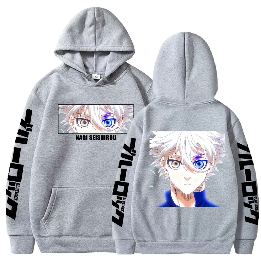 هوديز بطباعة أنيمي للرجال والنساء ، قفل أزرق ، Nagi Seishiro ، مريح ، صوفي ناعم ، ملابس شارع كاجوال ، بلوزات ، خريف ، شتاء #4