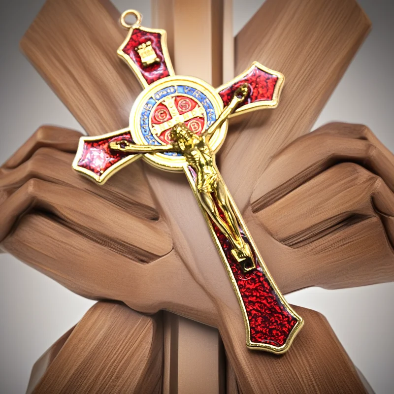 Christian Jesus cross Metal alloy material Christmas Easter Christian baptism Decorative pendant Red -blue High quality gifts
