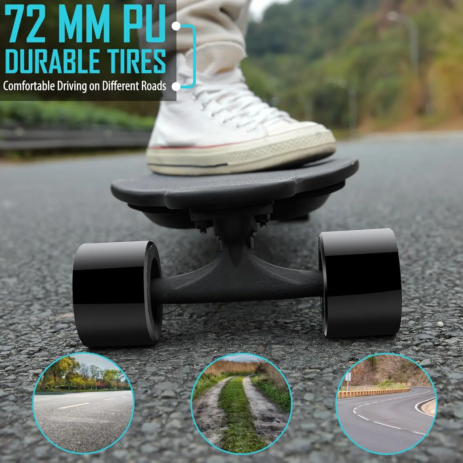 Skates elétricos 350W-1200W com controle remoto, velocidade máxima de 12,4-28 MPH, alcance de 11-16 milhas, carga máxima de 220-330 lbs, 12 meses Wa