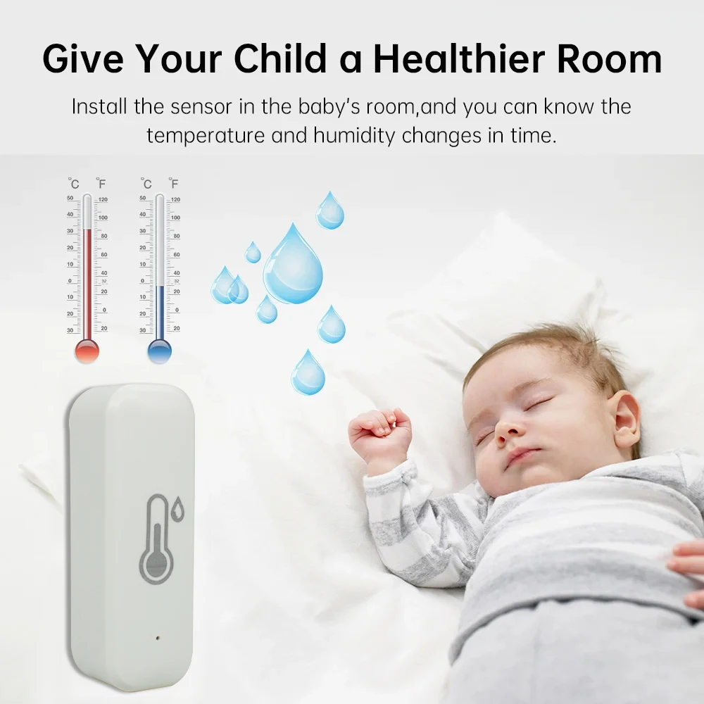 1-10 штук / упаковка Tuya Smart WiFi Температура, датчик влажности Внутренний термометр Мониторинг гигрометра работает с Alexa Google Home