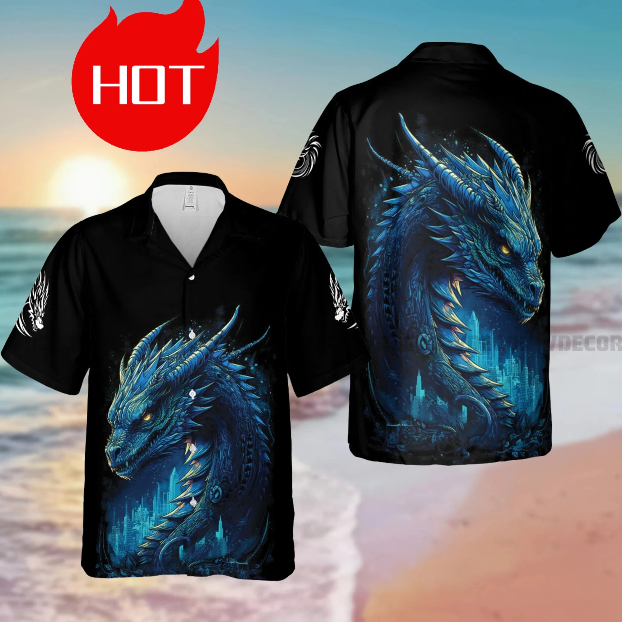 

Тропическая гавайская рубашка с изображением дракона, летняя рубашка с мифическим драконом, 3D-рубашка в стиле Гавайи, рубашка Алоха, гавайская рубашка для мужчин, подарок для любителей драконов