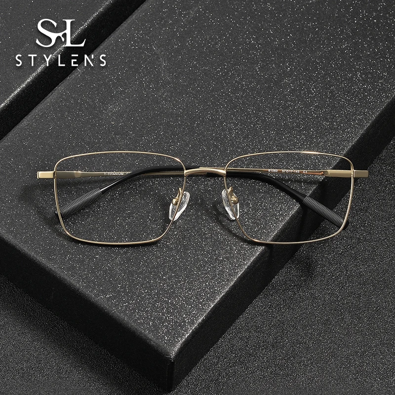 

STYLEN Frame Pure Titanium Square Glasses Fashion Commuter Men Women Reading Glasses Anti Blue Light Prescription Glasses 81060