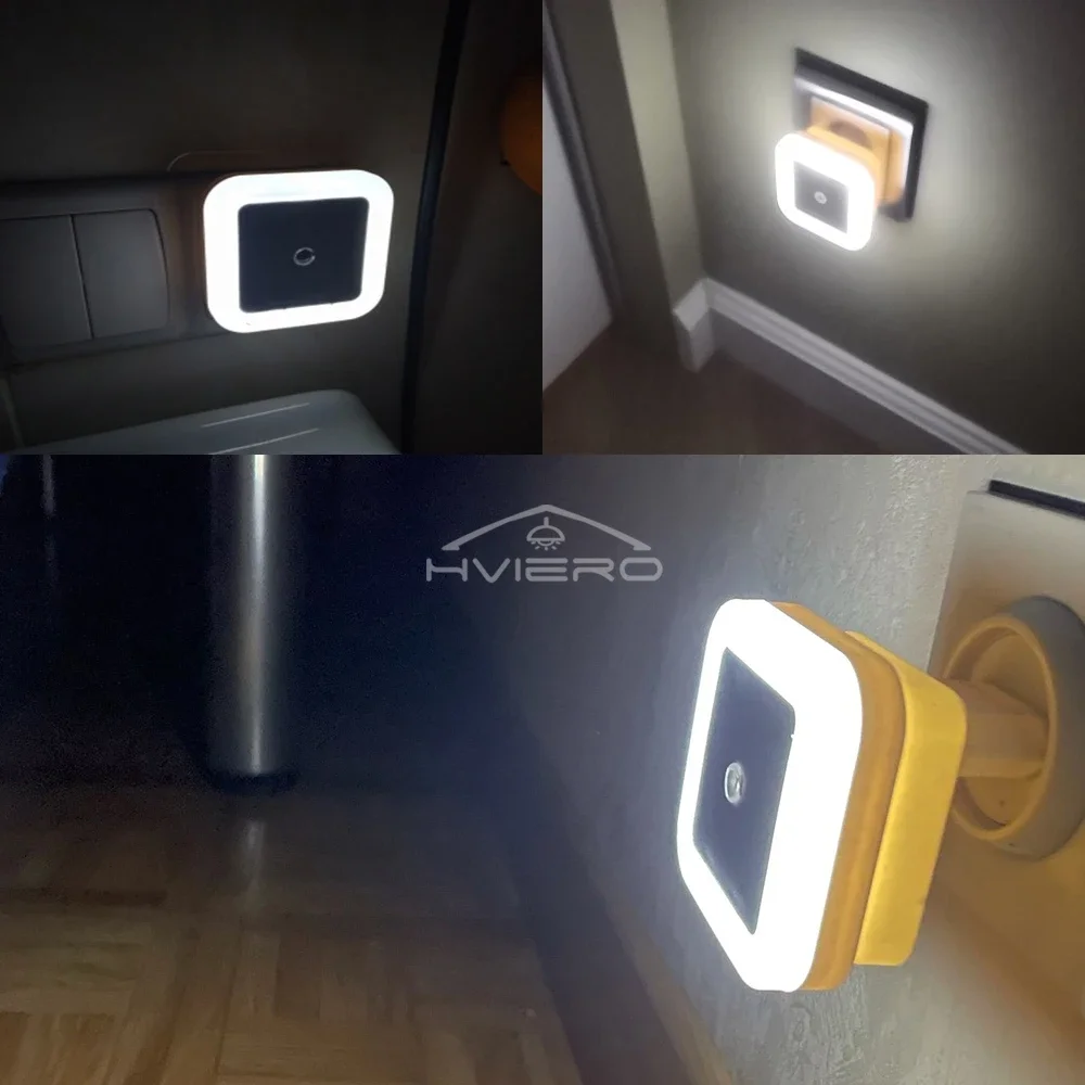 Square Night Light LED Intelligent Control Induction Energy-saving Bedside Socket Lamps Room Hallway Toilet Wall Home Lighting