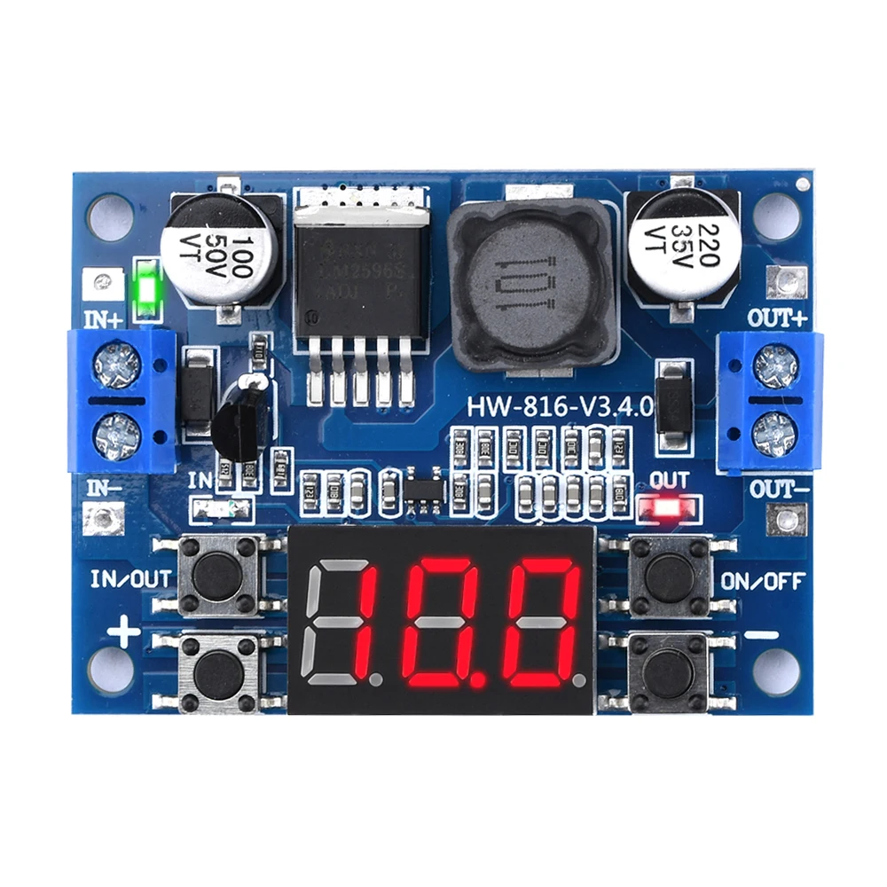 

DC Adjustable Step-Down Power Supply Module LM2596 Voltage Regulator With LED Voltmeter Display DC7~36V to DC0.5V~35V