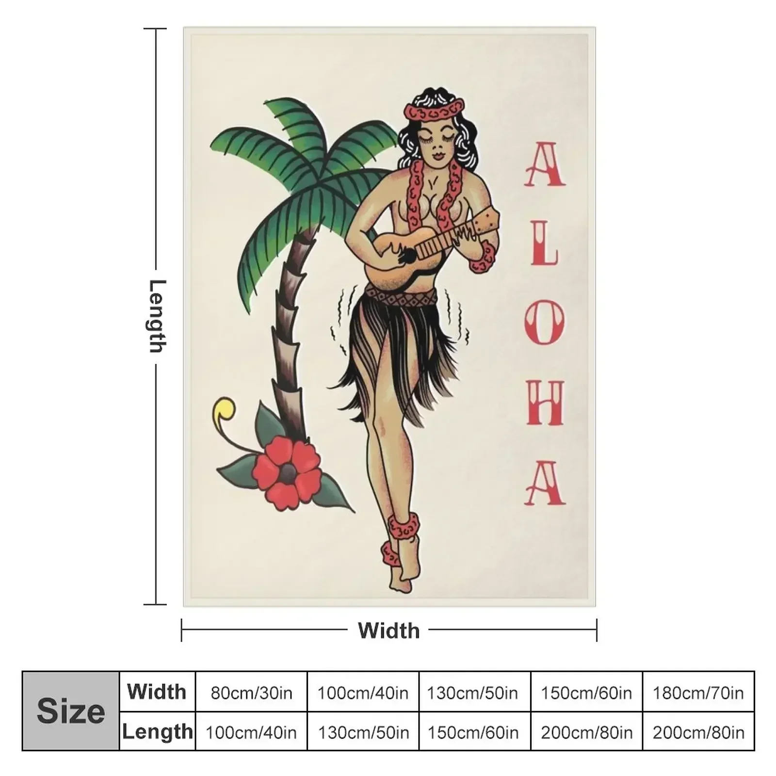 Jerry Style Traditional Aloha Hula Pinup Girl In Hawaii Throw Blanket Warm Decorative Sofa Nap Blankets