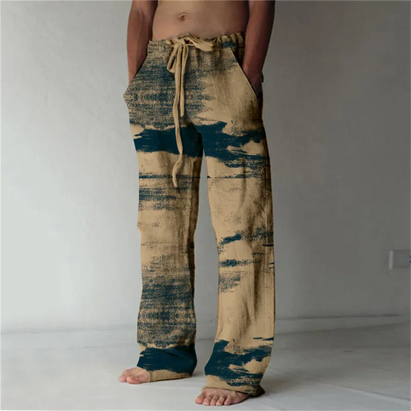 Hawaiian Style Pants Summer Fashion 3D Printed Wide Leg Pants Holiday Casual Loose Pants Men\'s Loose Beach Pants