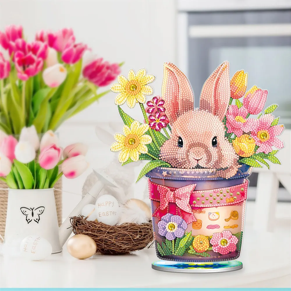 Easter DIY Diamond Painting Desktop Decoration Rabbit Egg Handmade Diamond Mosaic Semi finished Craftsmanship Easter Decoration