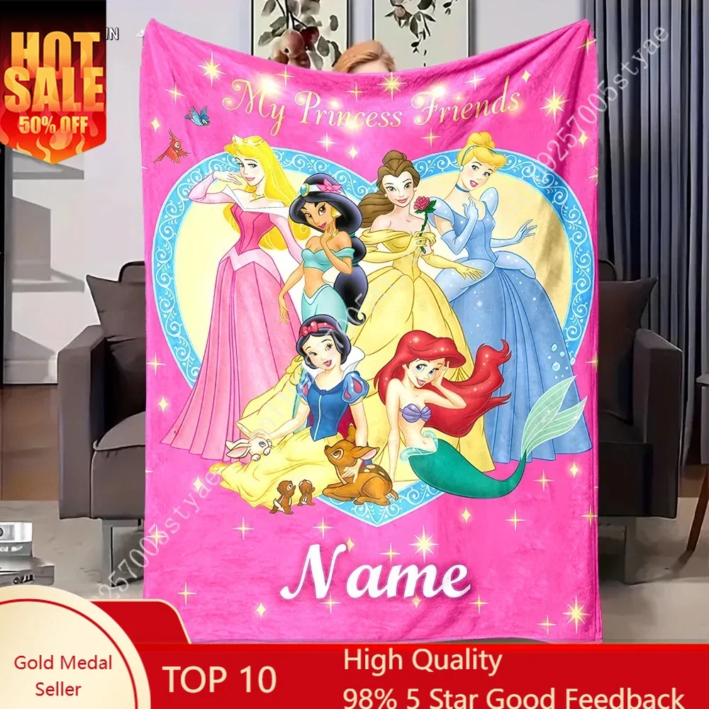

Disney Princess Blankets Cartoon Plush Blanket Soft Indoor Decoration Child Holiday Party Boy Girl Gifts Warm Custom Quilt