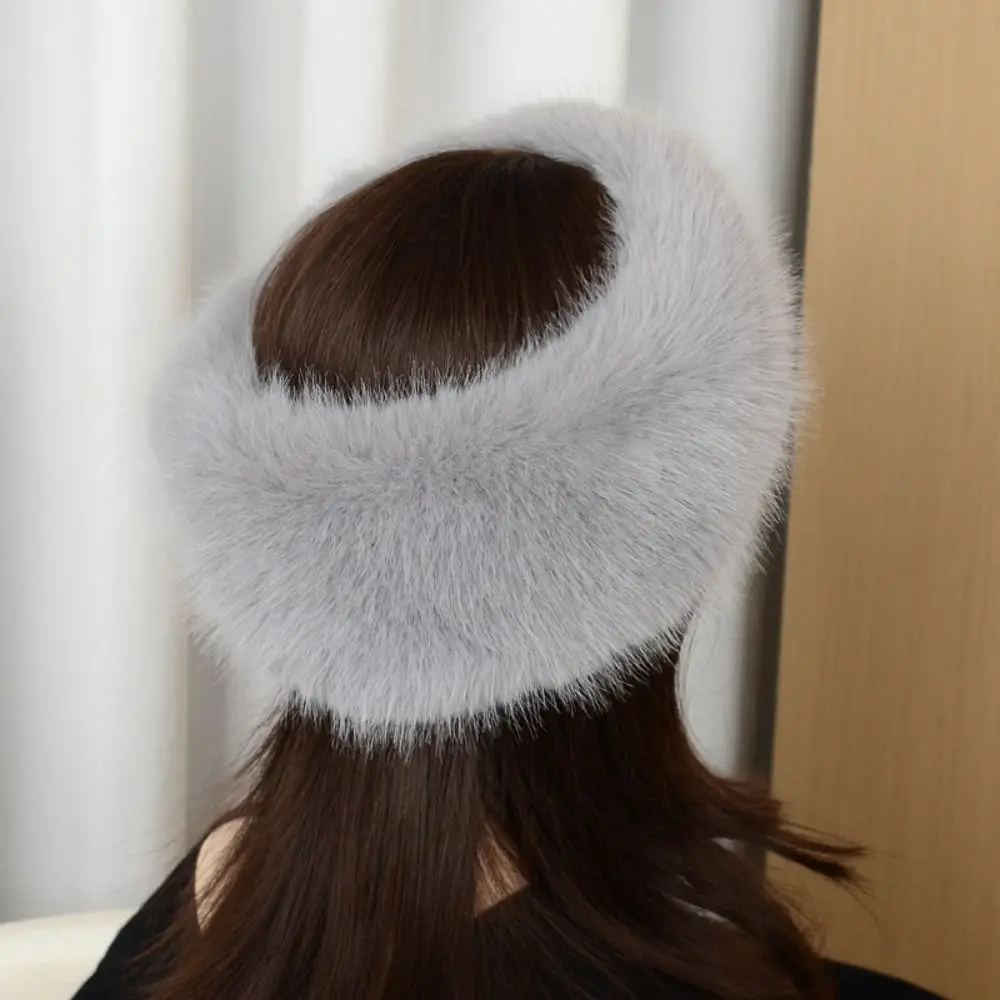 السفر Coldproof فو الفراء عقال لينة سميكة سيدة الدافئة فارغة قبعة غطاء رأس بلون رقيق مرونة العصابات الشعر التزلج #4