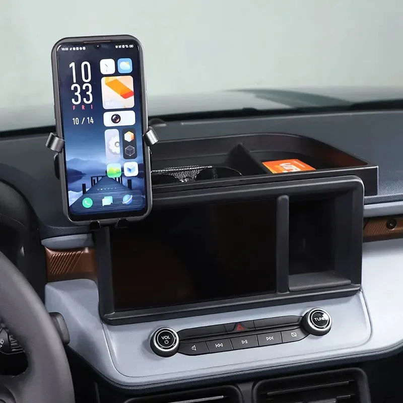 

For Ford Maverick 2022-25 ABS Black Car Dashboard Storage Box Tray Phone Holder GPS Navigation Bracket Interior Car Accessories