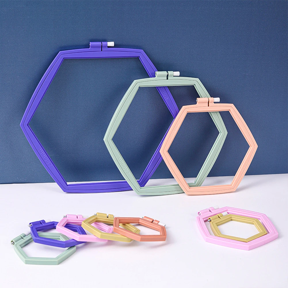 Hexagon Embroidery Hoops Cross Stitch Frame Multifunctional Plastic Needlework Removable Quilting Frame for Embroidery Art Craft