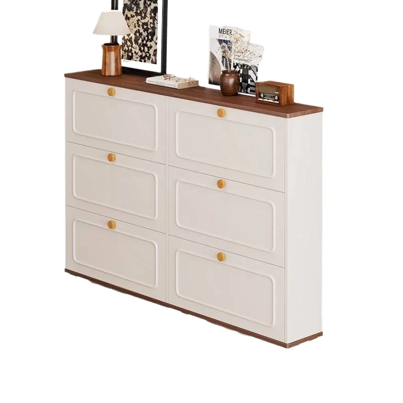 الشمال نمط الأبيض خزانة خذاء كريم الحديثة الفاخرة غرفة المعيشة خزائن الأحذية تخزين ضيق Szafka Na Buty أثاث المنزل #6