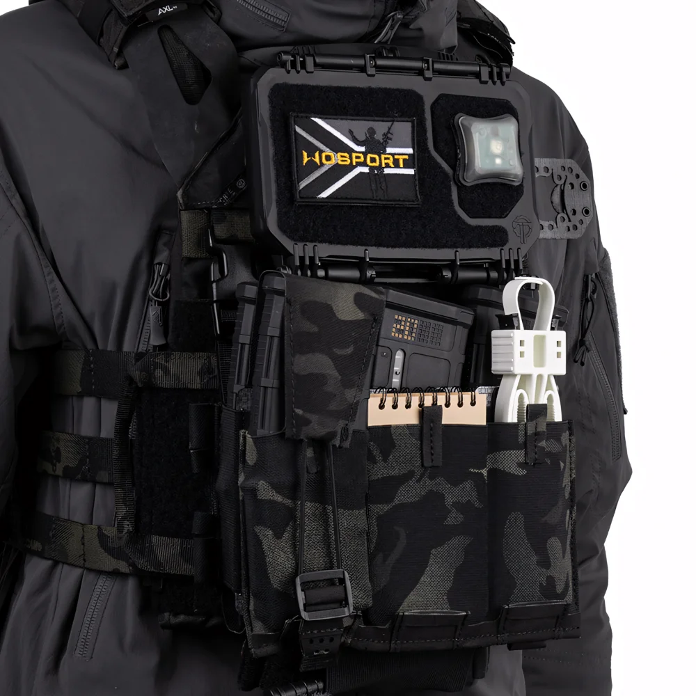 Wosport Triple Flexible Mag Pouch Front Panel MOLLE Quick Release Flexible Modular Pouch for 5.56 Magazines Airsoft Outdoor Gear