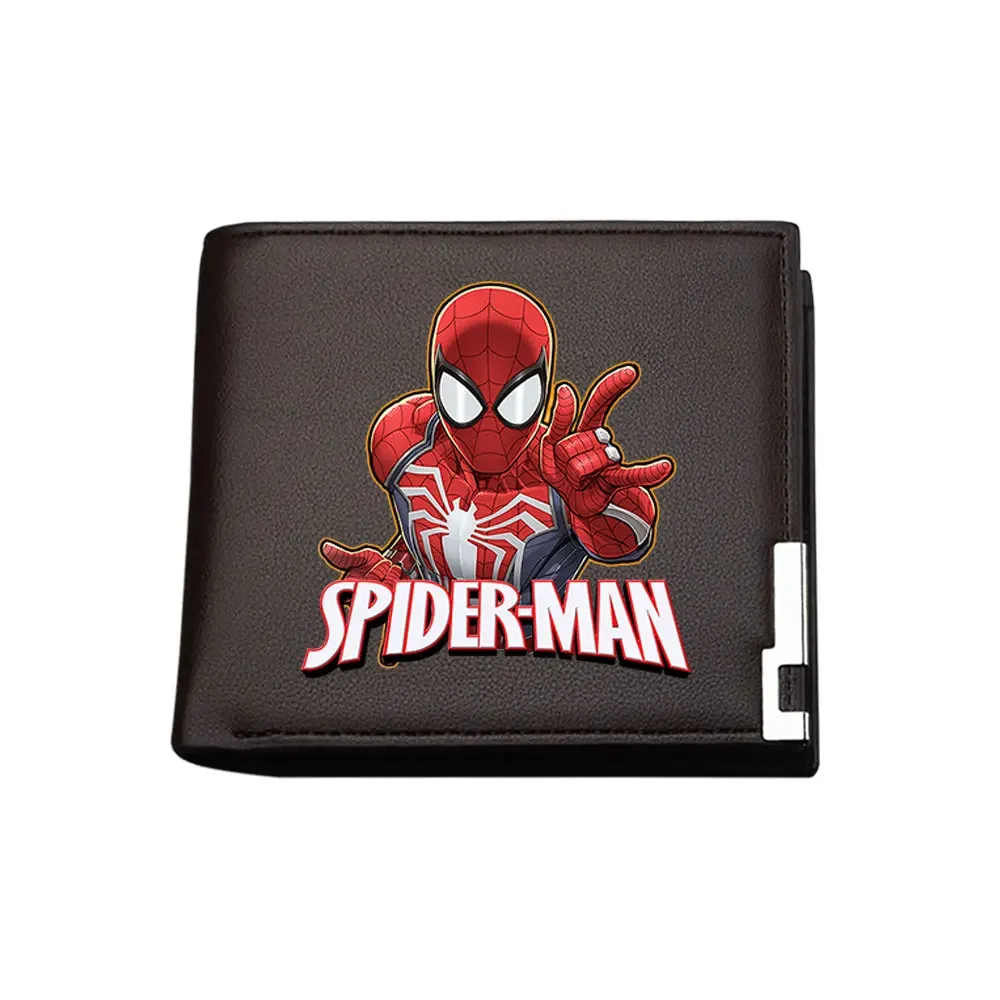 Spider Man PU Leather Men Wallets Short Black Wallet Women Coin Purse