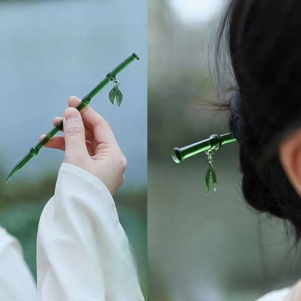 5PCS Retro Bamboo Disc Hair Needles Chinese Fashion Hairpins with High-Grade Resin for Women Daily Hair Accessories