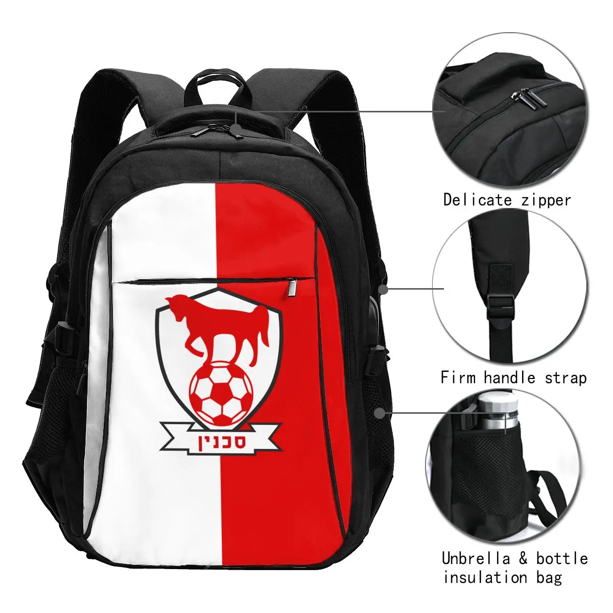 Bnei Sakhnin-mochila de viaje para ordenador portátil, morral resistente al agua para negocios con puerto de carga USB, bolso universitario para hombre y mujer