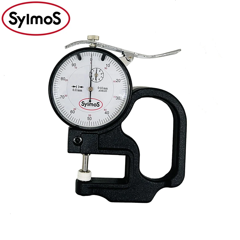 

Sylmos Dial Thickness Gauges with flat ceramic spindle and anvil,measuring range 0-10mm graduation 0.01mm