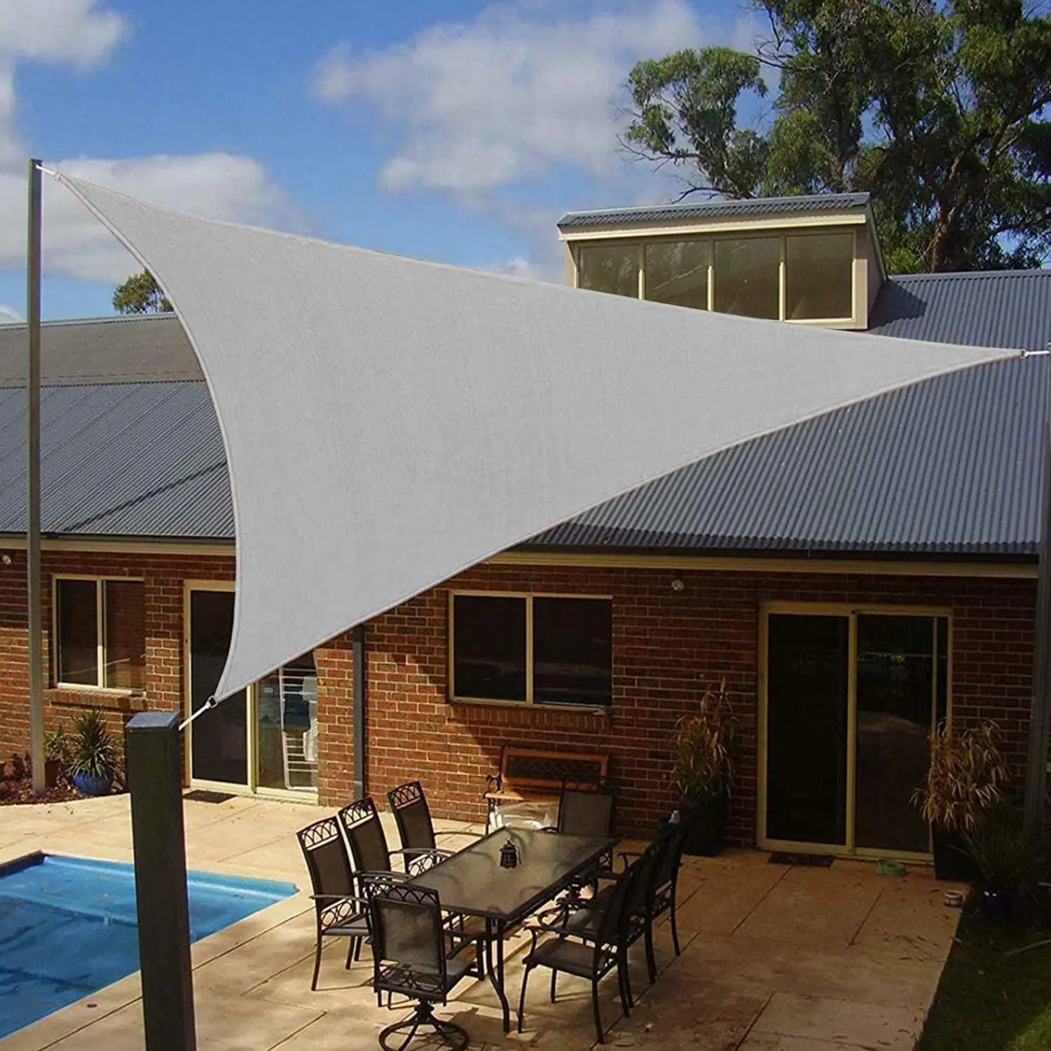 Sunshade Canopy Triangular Sun Shade Sail UV-Resistant Shade for Patio Outdoor Facility and Activities Top Cover