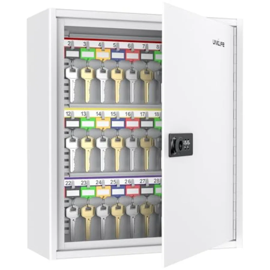 

60 Position Key Cabinet Steel Security Storage Box with Combination and Key Lock Resettable Digital Adjustable Racks Colorful L