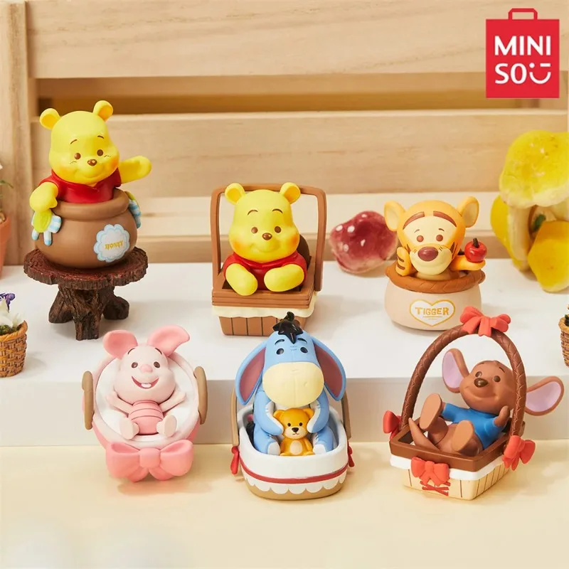 

Miniso Disney Winnie The Pooh Mystery Box Winnie Tigger Eeyore Пятачок Сова Фигурка Украшение рабочего стола Подарок на день рождения Случайный