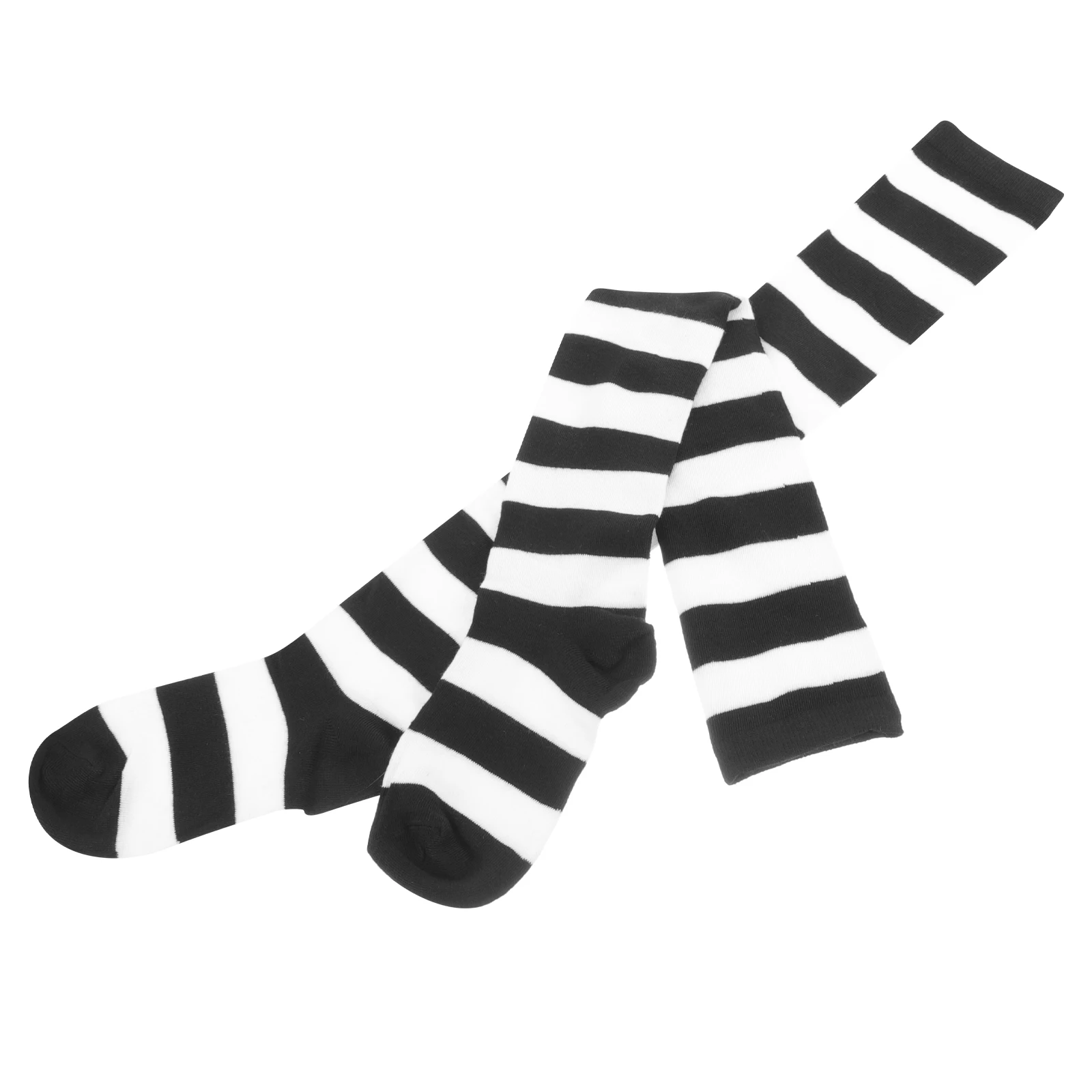 

Black White Wide Striped Thigh High Stockings Over Knee Socks Women Warm Polyester Trendy Classic Costumes Cosplay Festival