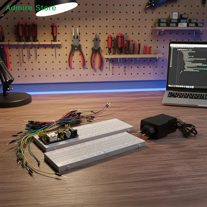 [G]MB-102 Solderless Breadboard Set with Jumper Wires Power Module DC Adapter for STEM Education Circuit Building