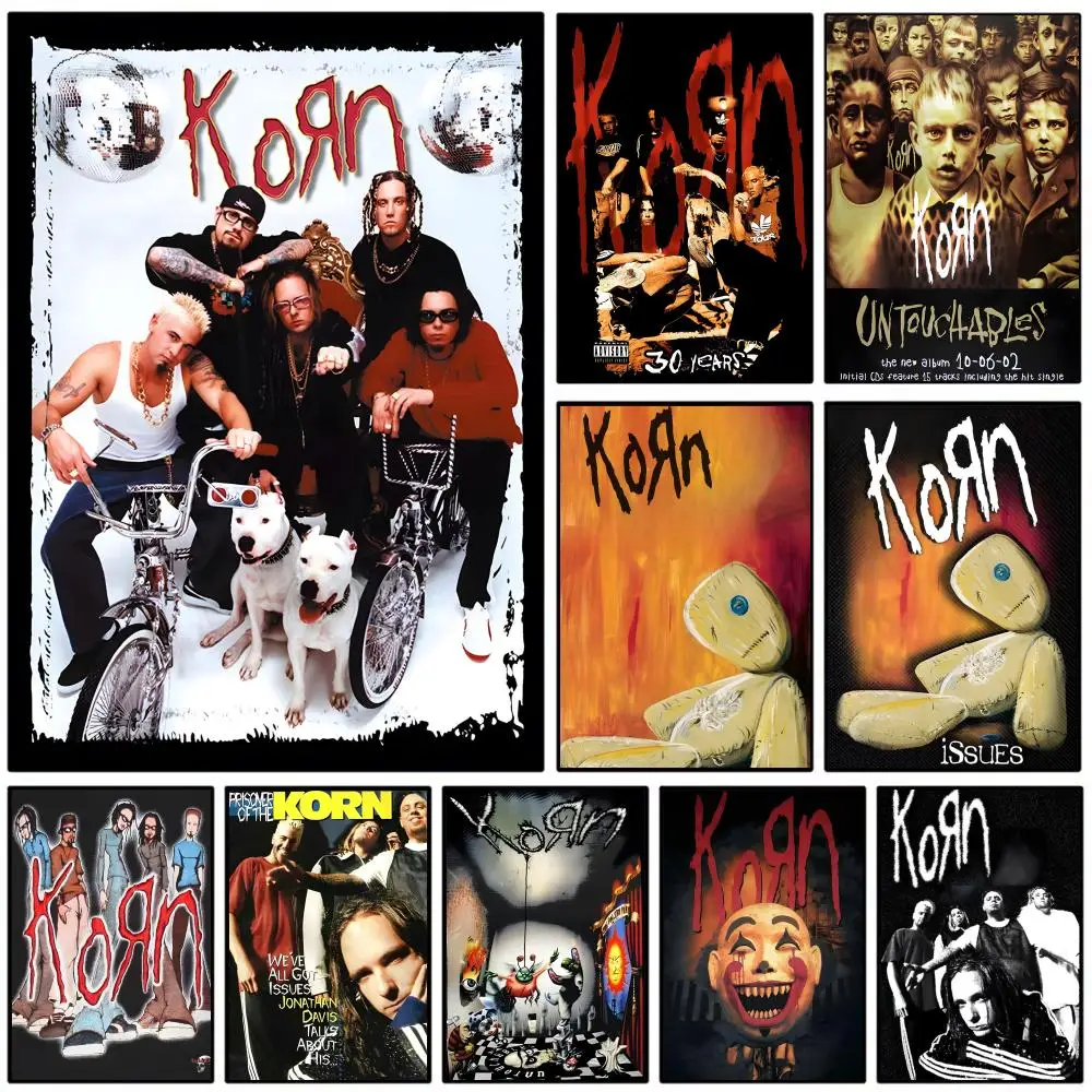 Rock Band KKK-Korn Poster Self-adhesive Art Waterproof Paper Sticker Coffee House Wall Decor