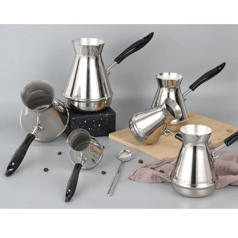 Turkish Coffee Pot Cezve Ibrik Stainless Steel Long Handle Finjan Coffee Pot Milk Butter Melting Jug 250/350/550/650/850ml