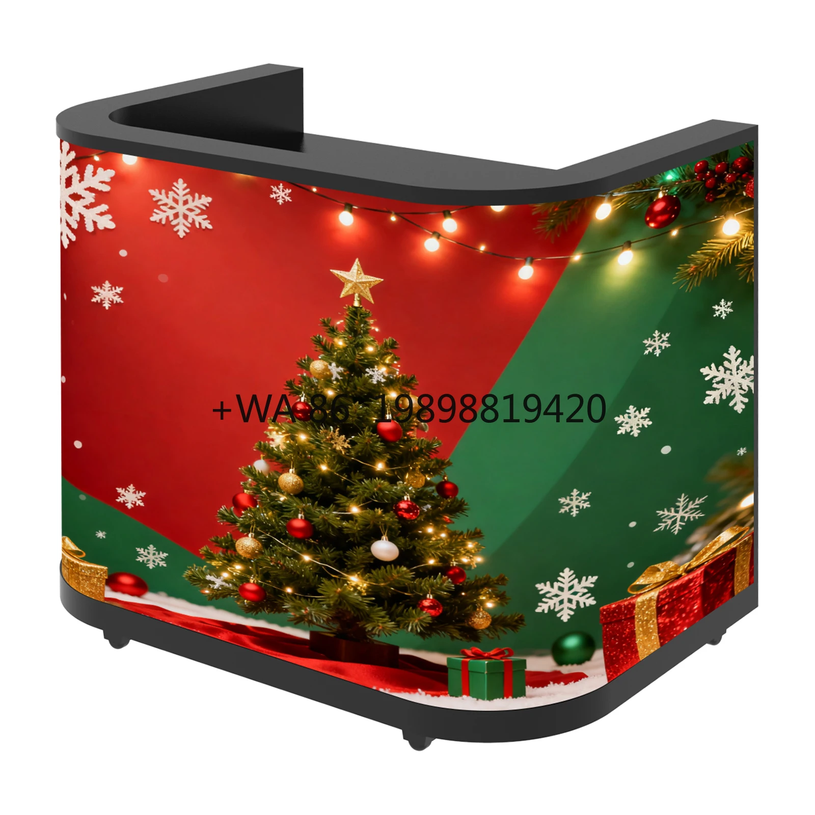 Movable Standing DJ Booth with RGB Color Changing Lights Portable & Stable DJ Console Stand LED Curved DJ Booth