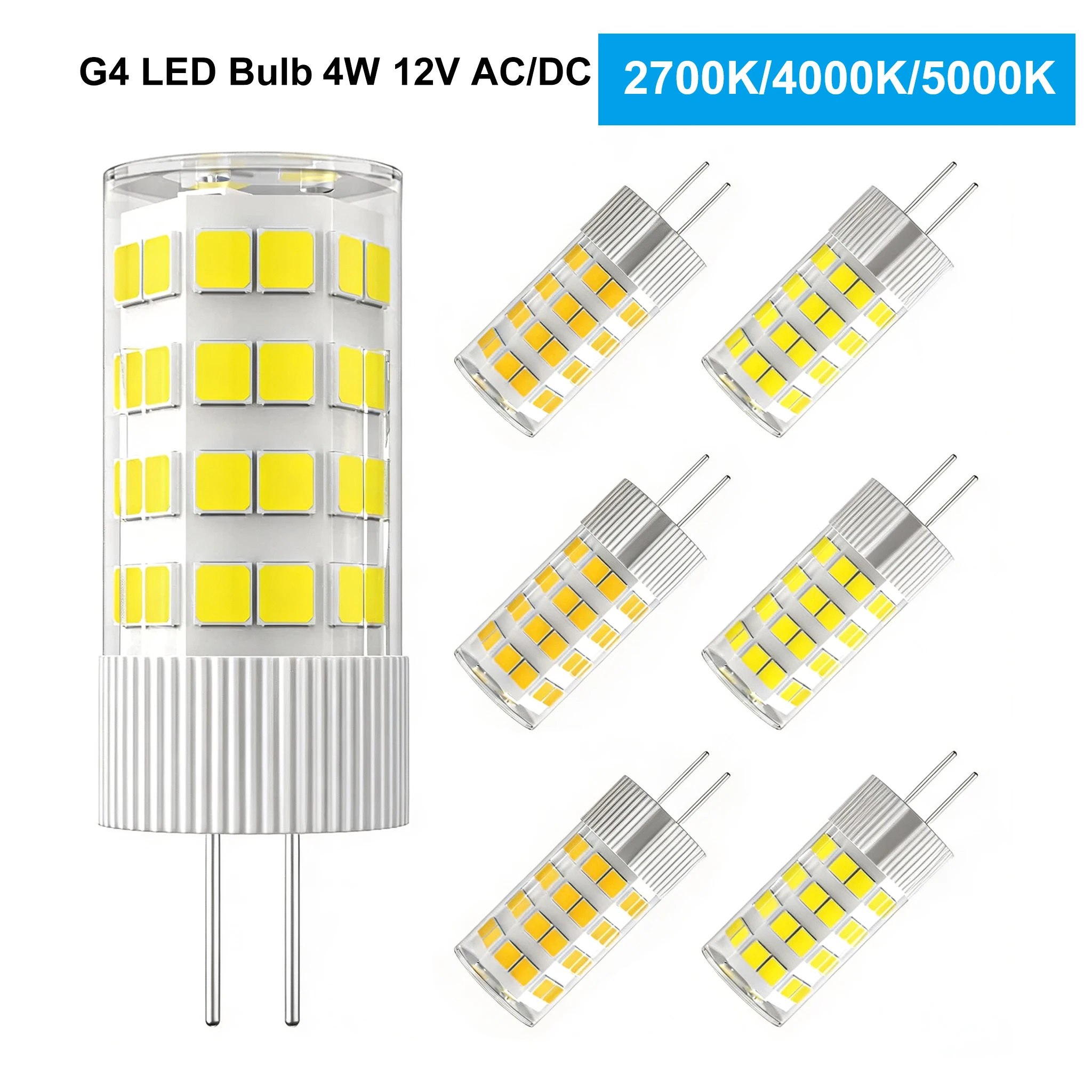 G4 LED Bulb 4W 2700-5000K 12V AC/DC Bi-Pin T3 JC Type 40W Halogen Equivalent for Outdoor Landscape Lighting Stairs Home Lighting