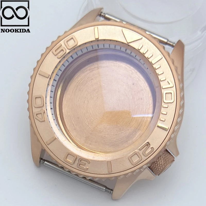 NOOKIDA 41.5mm PVD RoseGold Brushed Watch Case Mineral Glass Bezel 3.8 o'clock Crown Fit NH35/36/4R Movement Watch Accessories