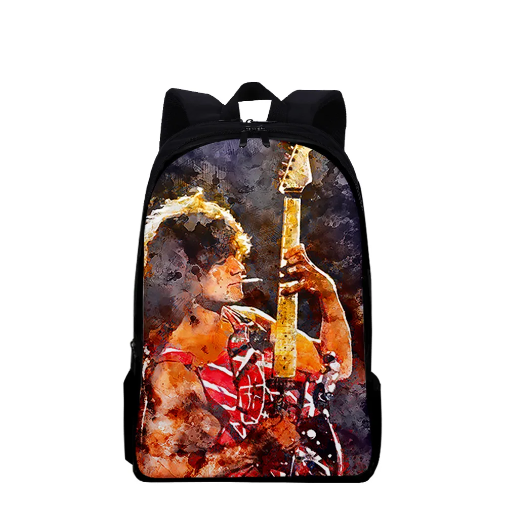 Classic Popular Eddie Van Halen Notebook Backpacks pupil School Bags 3D Print Oxford Waterproof Boys/Girls Laptop Backpacks