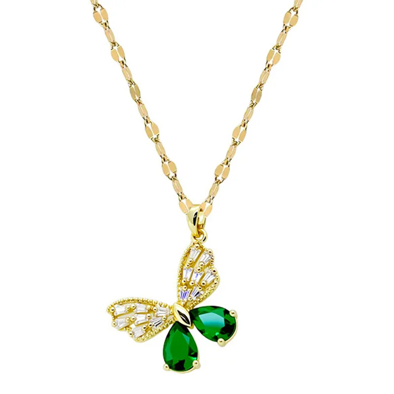 التيتانيوم الصلب فراشة الجوف خارج قلادة للنساء تنوعا المختنق سلسلة مجوهرات أنيقة الإكسسوار خفيفة الوزن الفاخرة #4