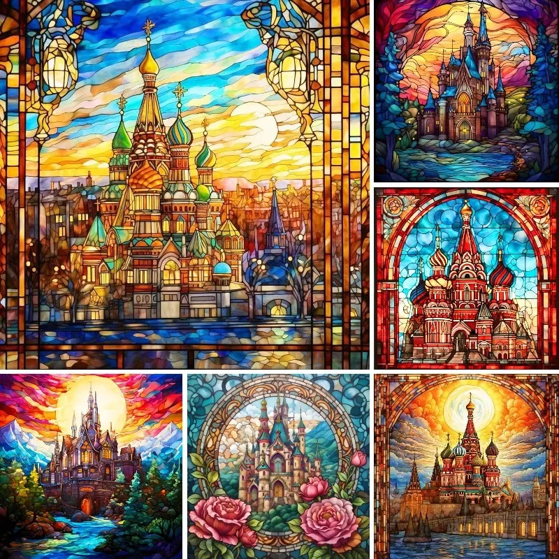 Moscow Travel Poster , 5d Diy Diamond Painting Full Square , Saint Basil's Cathedral , Diamond Mosaic, Birthday, Wedding Gift