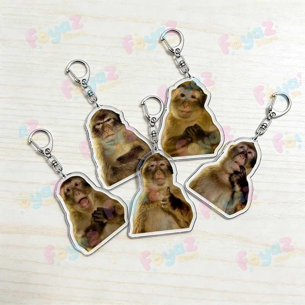 Fuuny Monkey Meme Keychain for Accessories Three Wise Monkeys Cute Animals Keyring Key Chains Jewelry Fans Friends Gifts