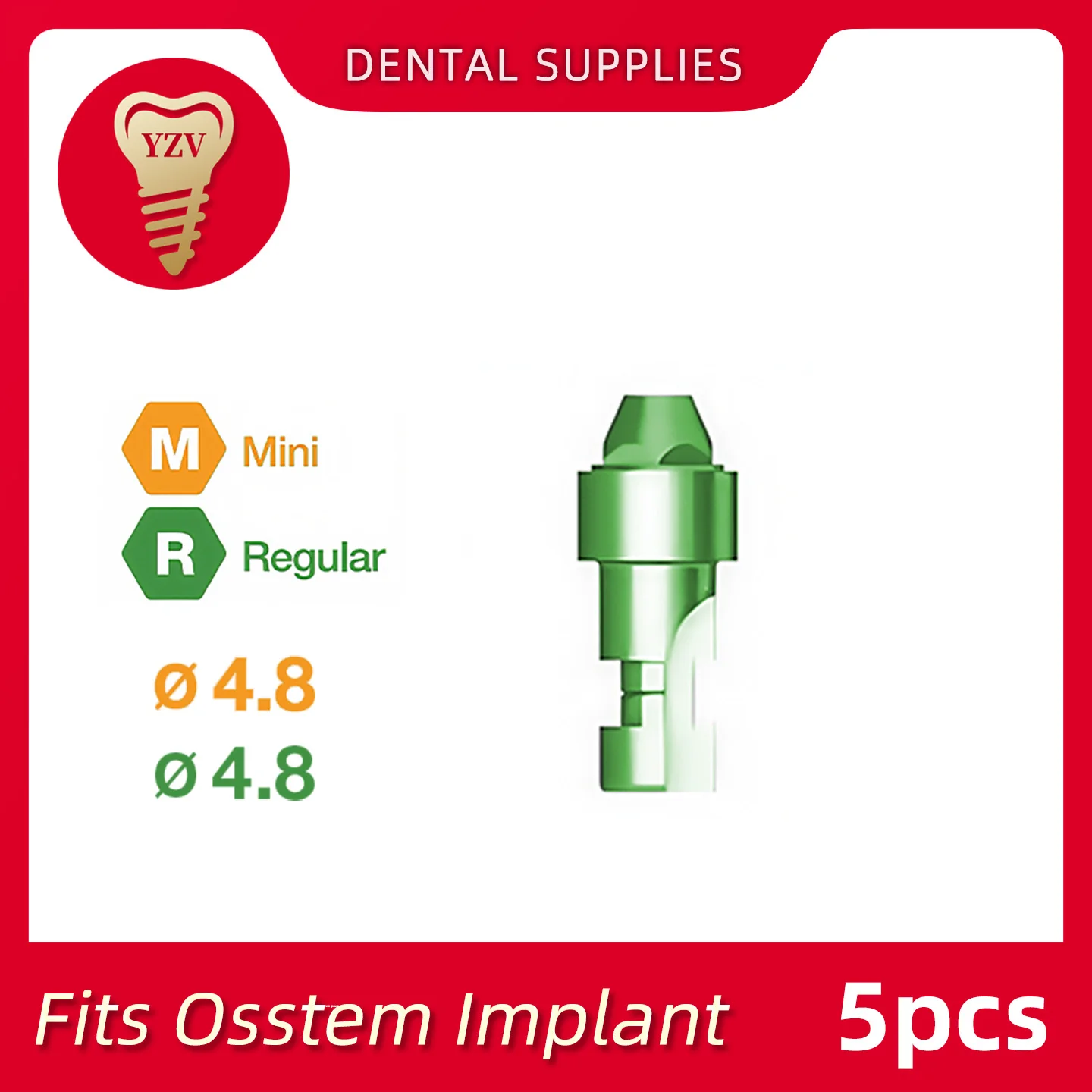 5pcs Multi Unit Lab Analog Replica Titanium Alloy D4.8mm Perfectly Compatible with Osstem & Hiossen TS System