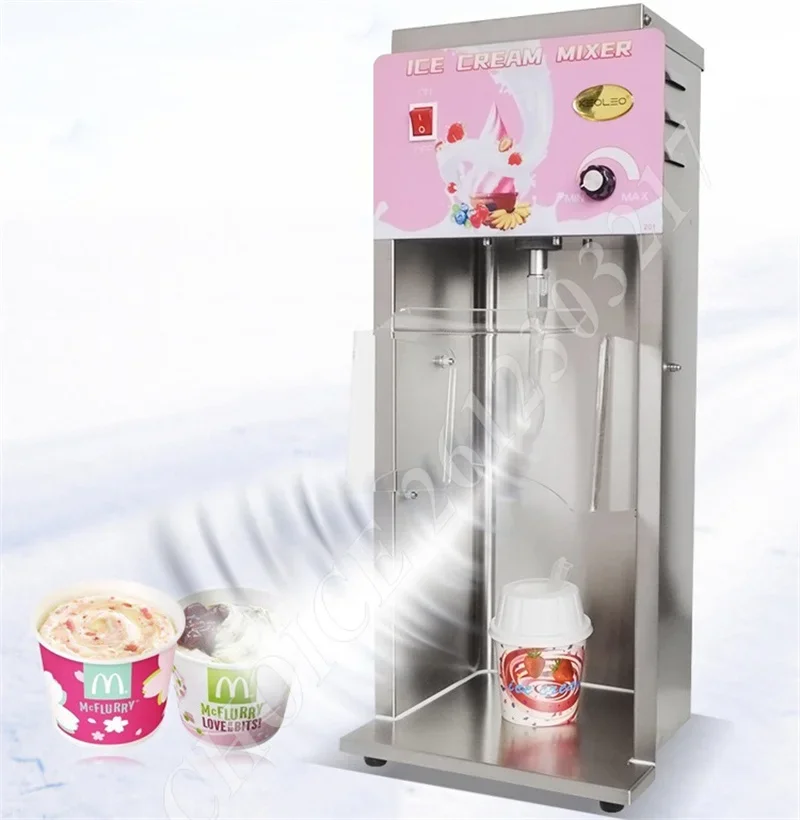 Commercial Automatic Ice Cream Mixer Mc Flurry Machine Frozen Soft Ice Cream Blender 3600rpm Yogurt Machine with Spoons