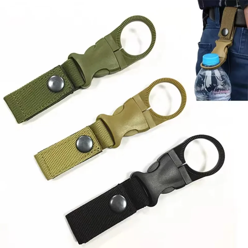 Webbing Water Bottle Holder Climbing Carabiner Belt Backpack Hanger Hooks Clip Multifunction Water Bottle Nylon Buckle Hook Clip