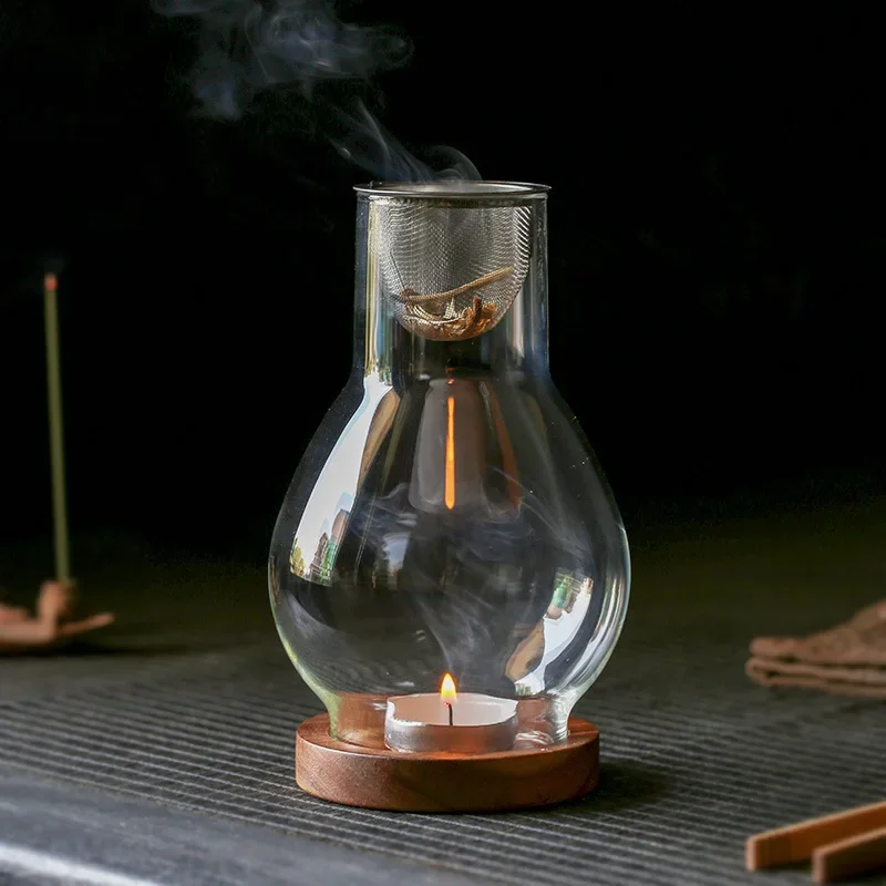 High Transparent Glass Incense Burner Incense Lamp Agarwood Silk Powder Amber Beeswax Incense Waterfall Wax Furnace Zen Garden